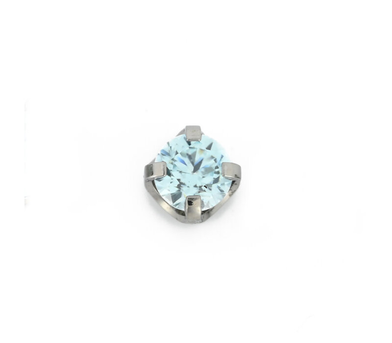 Titanium Prong Set Frosty Mint CZ Threadless End