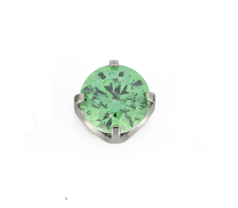 Titanium Prong Set Green CZ Threadless End