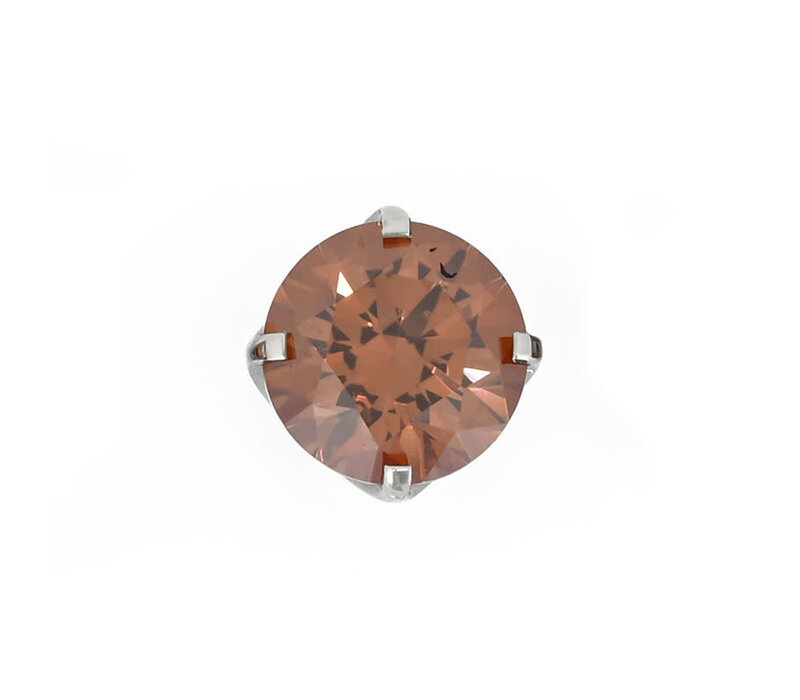 Titanium Prong Set Caramel CZ Threadless End