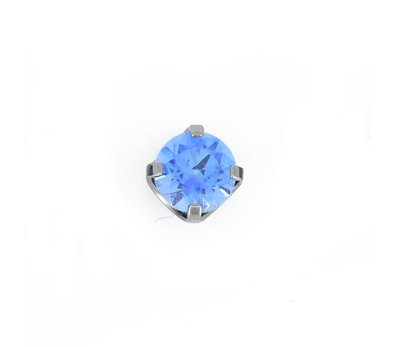 Titanium Prong Set Arctic Blue CZ Threadless End