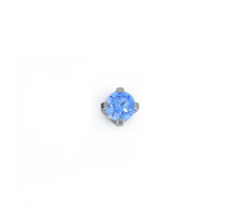 Titanium Prong Set Arctic Blue CZ Threadless End