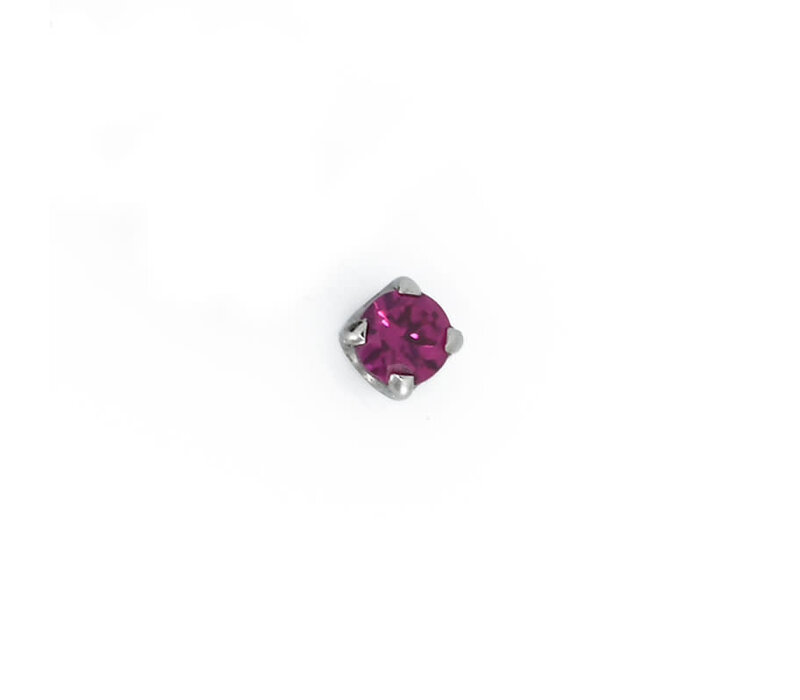 Titanium Prong Set Ruby CZ Threadless End