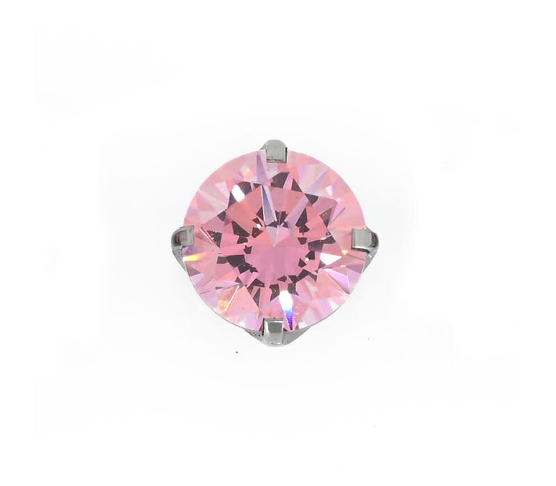 Titanium Prong Set Pink CZ Threadless End