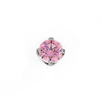 Titanium Prong Set Pink CZ Threadless End