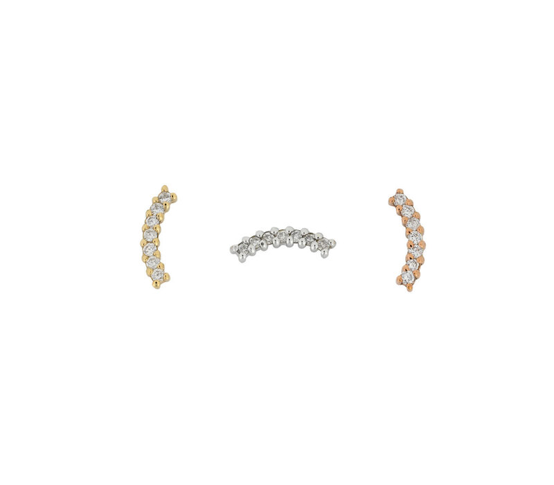 Curved Rail Threadless End in 14K Gold with Diamonds