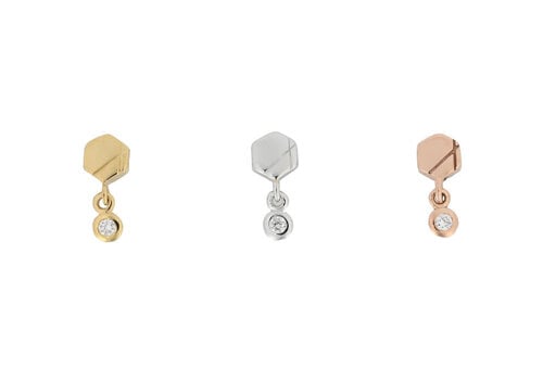 Tether Hex Diamond Drop Threadless End in 14K Gold