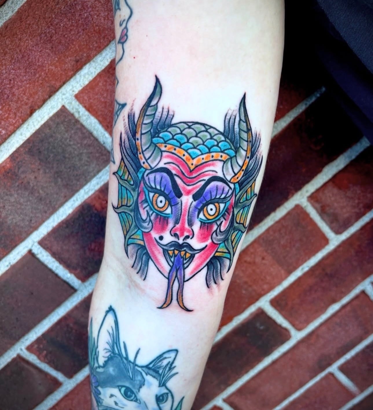 Taylor color demon mask tattoo portfolio