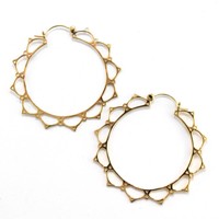 Lace Lotus Hoop in Yellow Gold