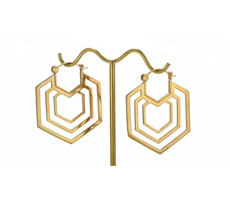 Mini Triple Hex in Yellow Gold