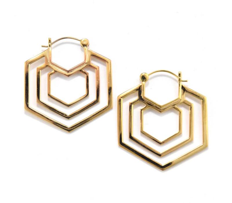 Mini Triple Hex in Yellow Gold