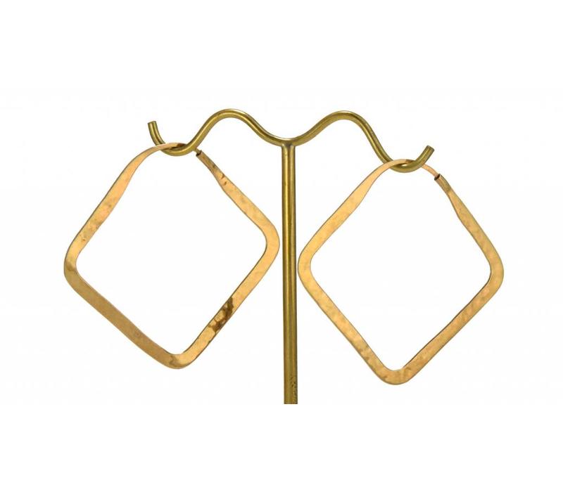 Small Square Hoop in Yellow Gold