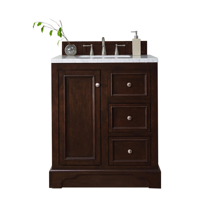 Columbia 31.5 Single Vanity Cabinet, Radiant Gold, w/ White Glossy  Composite Countertop - Polaris Home Design