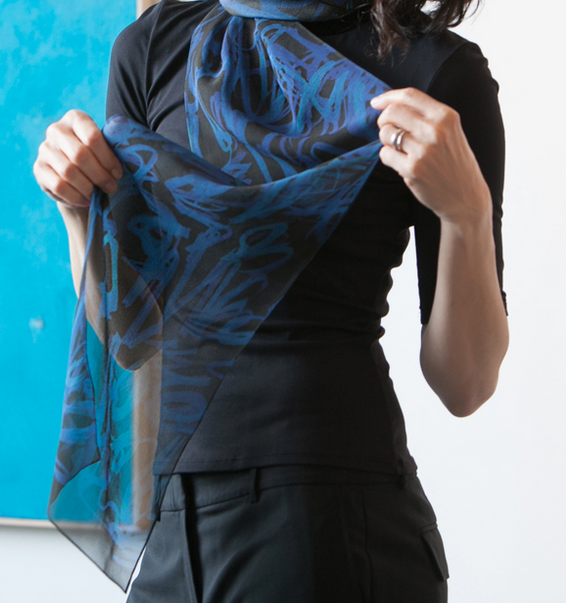 Rain Blue Chiffon Scarf