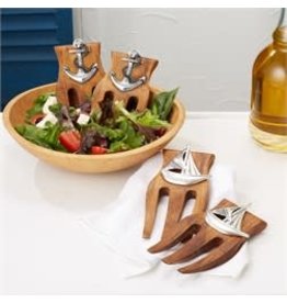 Two's Company Wood Salad Hands- Anchor, Set of 2
