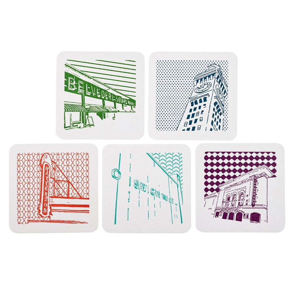 Tiny Dog Press Baltimore Maryland | Icons | Letterpress Coasters Package of 5