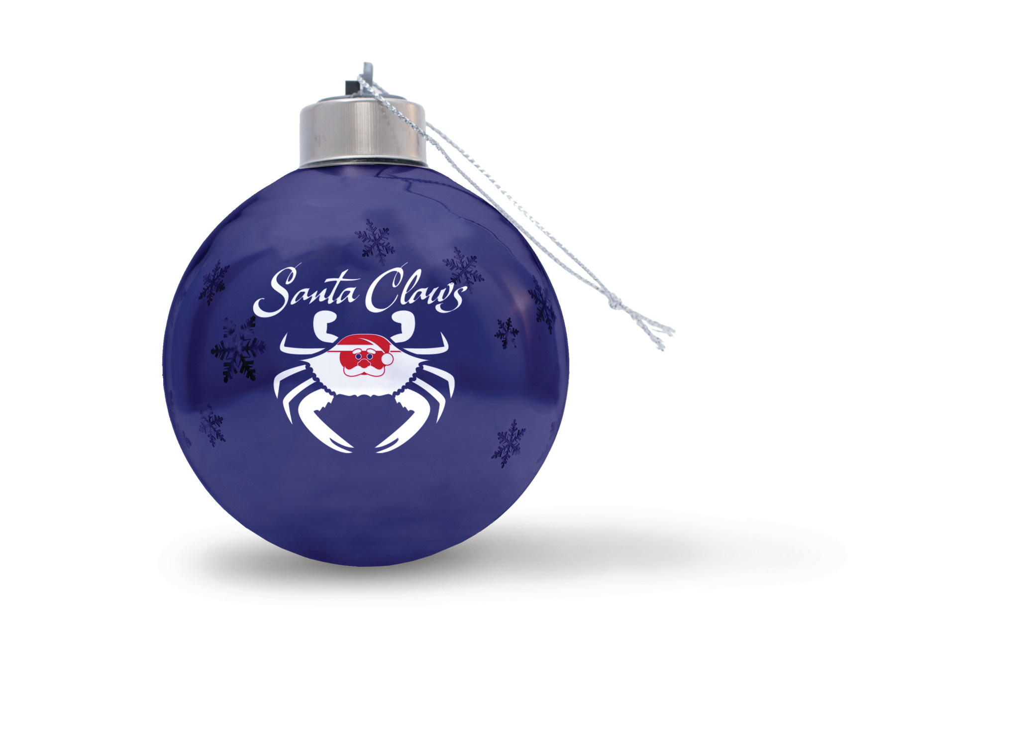 Santa Claws Light-Up Glass Ornament