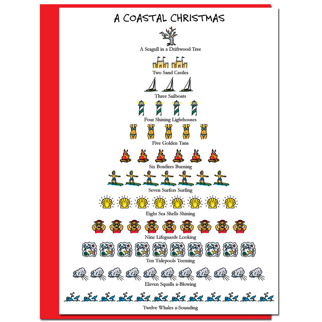Allport Editions Coastal 12-Days of Christmas set of 12 Cards