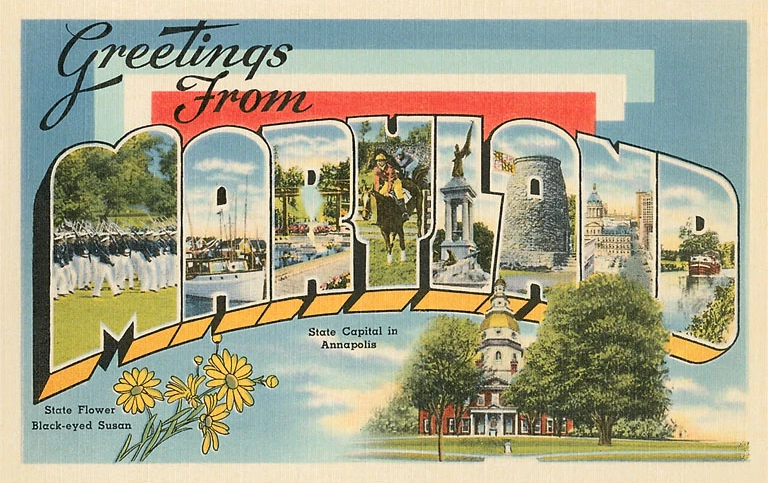 Greetings from Maryland Magnet- Vintage Image