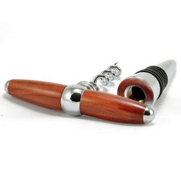 Corkscrew and Stopper Set, RedHeart Wood