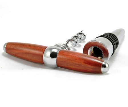 Corkscrew and Stopper Set, RedHeart Wood