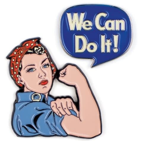 Unemployed Philosophers Guild Rosie The Riveter and We Can Do It Enamel Pin Set - 2 Unique Colored Metal Lapel Pins