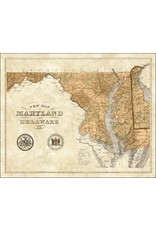 16x20 Sepia State Map, Md, Matte
