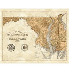 16x20 Sepia State Map, Md, Matte