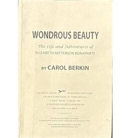 Wondrous Beauty: The Life and Adventures of Elizabeth Patterson Bonaparte (Used Books) (pb) - Berkin