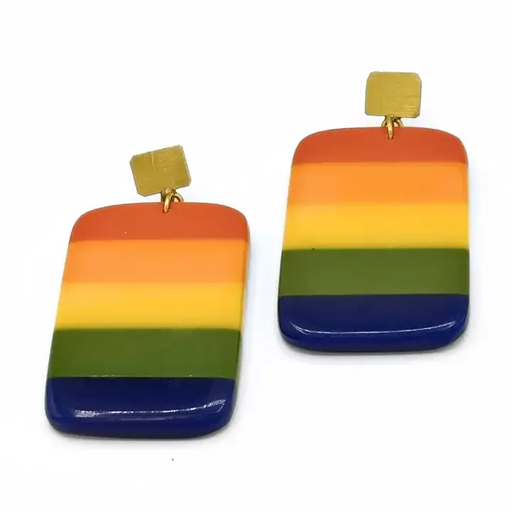 Radiant Rainbow Resin Earrings
