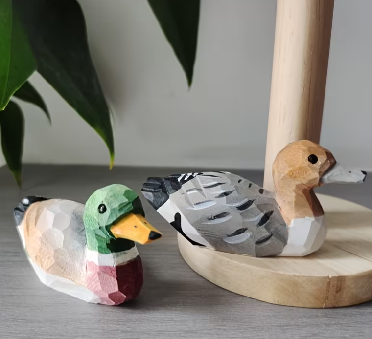 Mini Wooden Mallard Decoy (Male & Female)