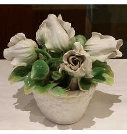 Porcelain Sculpture, Basket of White Flowers