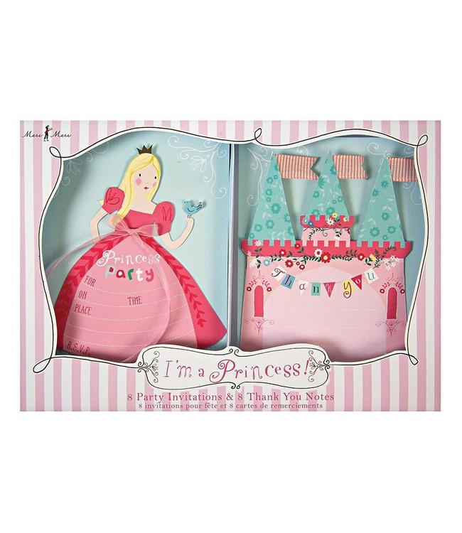 Meri Meri Invitation & Thank you Cards (Box) - I am a Princess