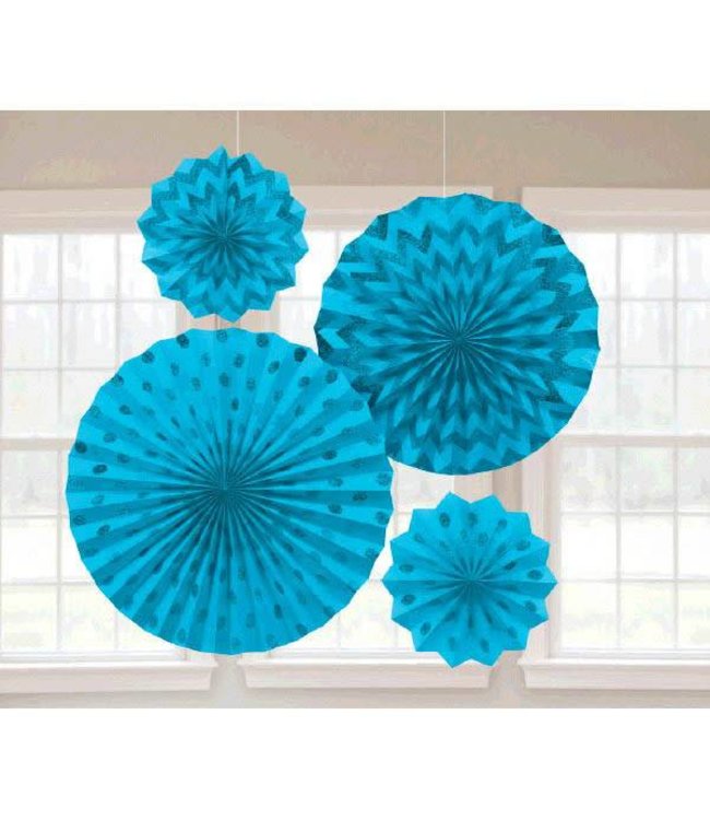 Amscan Inc. Glitter Fans-Caribean Blue