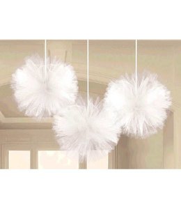 Amscan Inc. Tulle Fluffy Decorations 12 Inches 3/pk-White