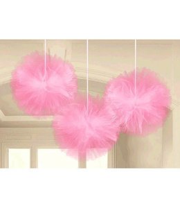 Amscan Inc. Tulle Fluffy Decorations 12 Inches 3/pk-New Pink