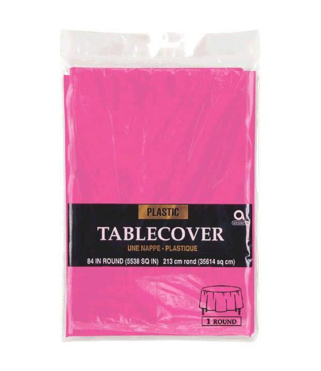 Amscan Inc. Plastic Round Table Cover 84 Inches-Bright Pink