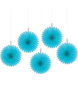 Amscan Inc. Mini Fan Deco 5/pk- Caribean Blue