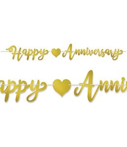 The Beistle Company Foil Happy Anniversary Streamer- Gold