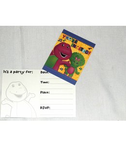 Party City Invitation Cards with Thank you Note - Barney