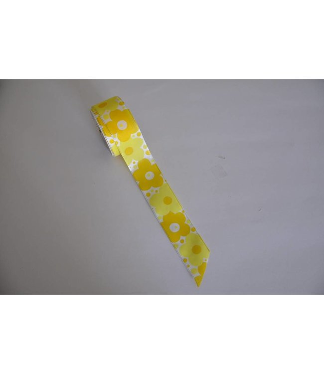 The Gift Wrap Company Ribbon Flower Power 1 1/2" X 10Yd - Yellow-White