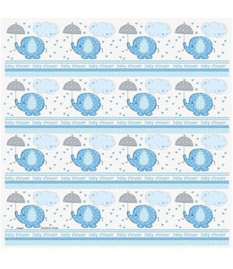 Unique Gift Wrap 30" X 5 Ft - Umbrellaphants Blue