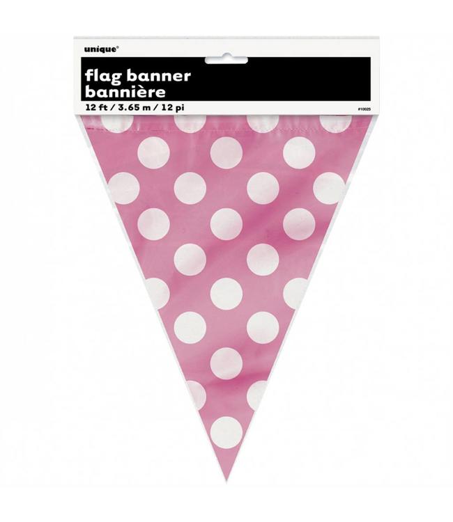 Unique Flag Banner 12Ft - Dots Hot Pink