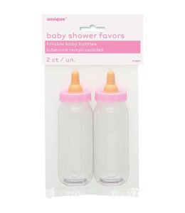 Unique 2.5 Inch Fillable Baby Bottles 2/pk-Pink