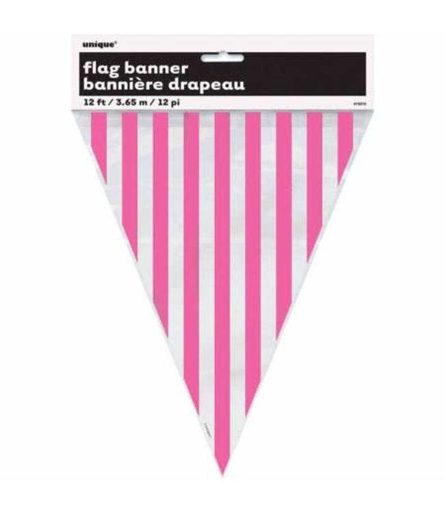 Unique Flag Banner 12Ft - Stripe Hot Pink