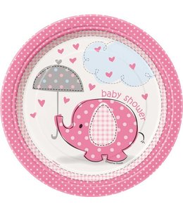 Unique 7 Inch Plates-Umbrellaphants Pink