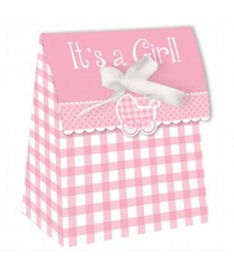 Creative Converting Favor Bags - Gingham Girl, Pink/White