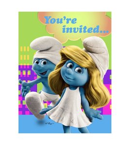 Party Express Invitation Cards - Smurfs