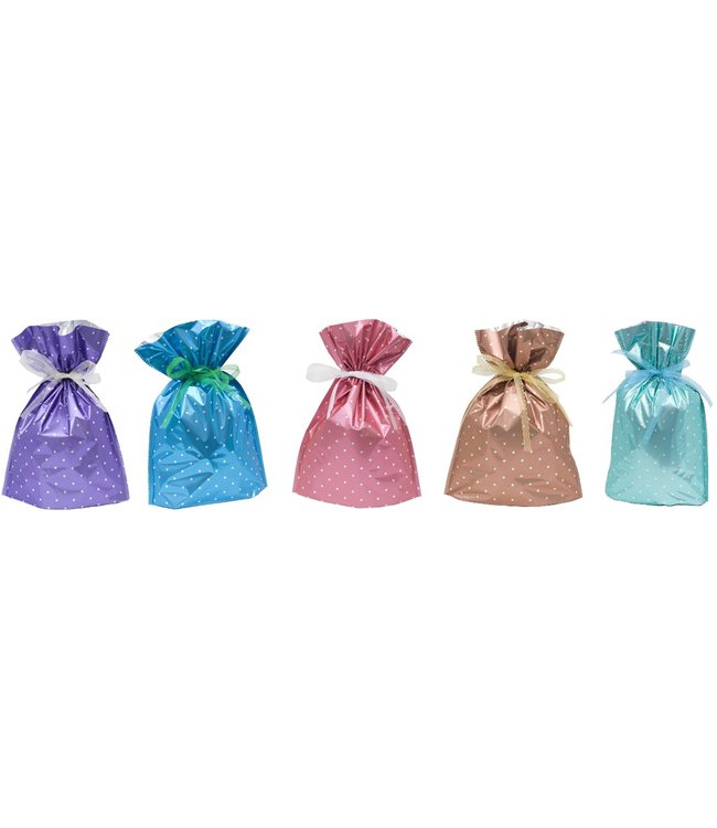 Misumaru Large Gift Bag - Metallic Pink Polka Dot