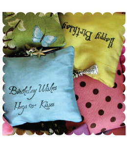 Ribbons by Diana Krieg Greeting Card - Birthday/Baby Hanging Tiny Word Sachets