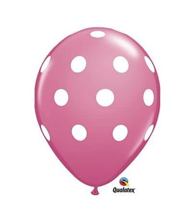 Qualatex 11" Qltx  Printed Latex Big Polka Dots 50ct - Pink-White